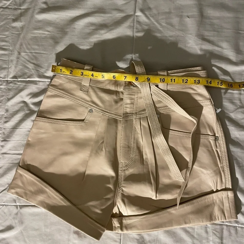 Revolve L’Academie Savon cream leather shorts